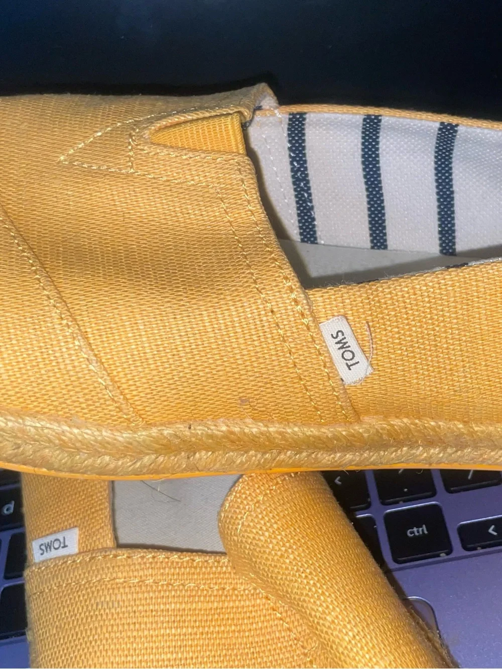 TOMS Women's Yellow Canvas Espadrille Slip-Ons